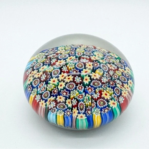 Murano Millefiori Paperweight  Vintage Art Glass Italy Sticker Paper Weight - Picture 2 of 14